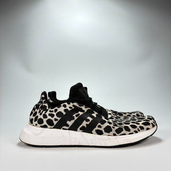 Adidas Swift Run Black White Leopard Print Running Shoes BD7962 Womens Size 9.5 - Picture 1 of 10